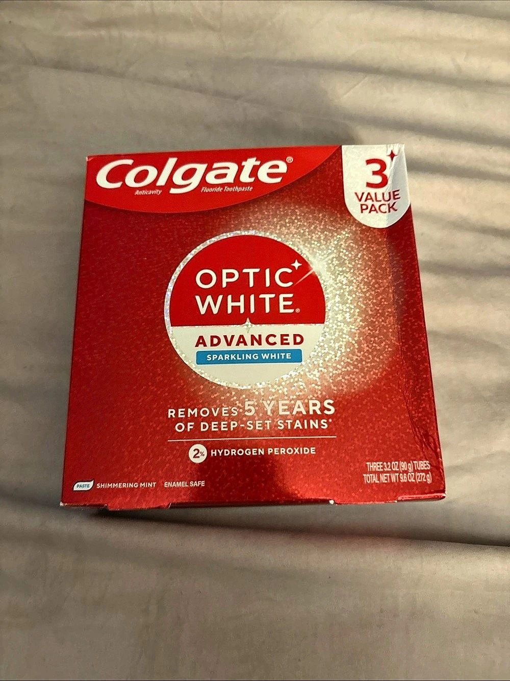 3pk Colgate Optic White Advanced Sparkling White Mint Toothpaste 3.2 oz.